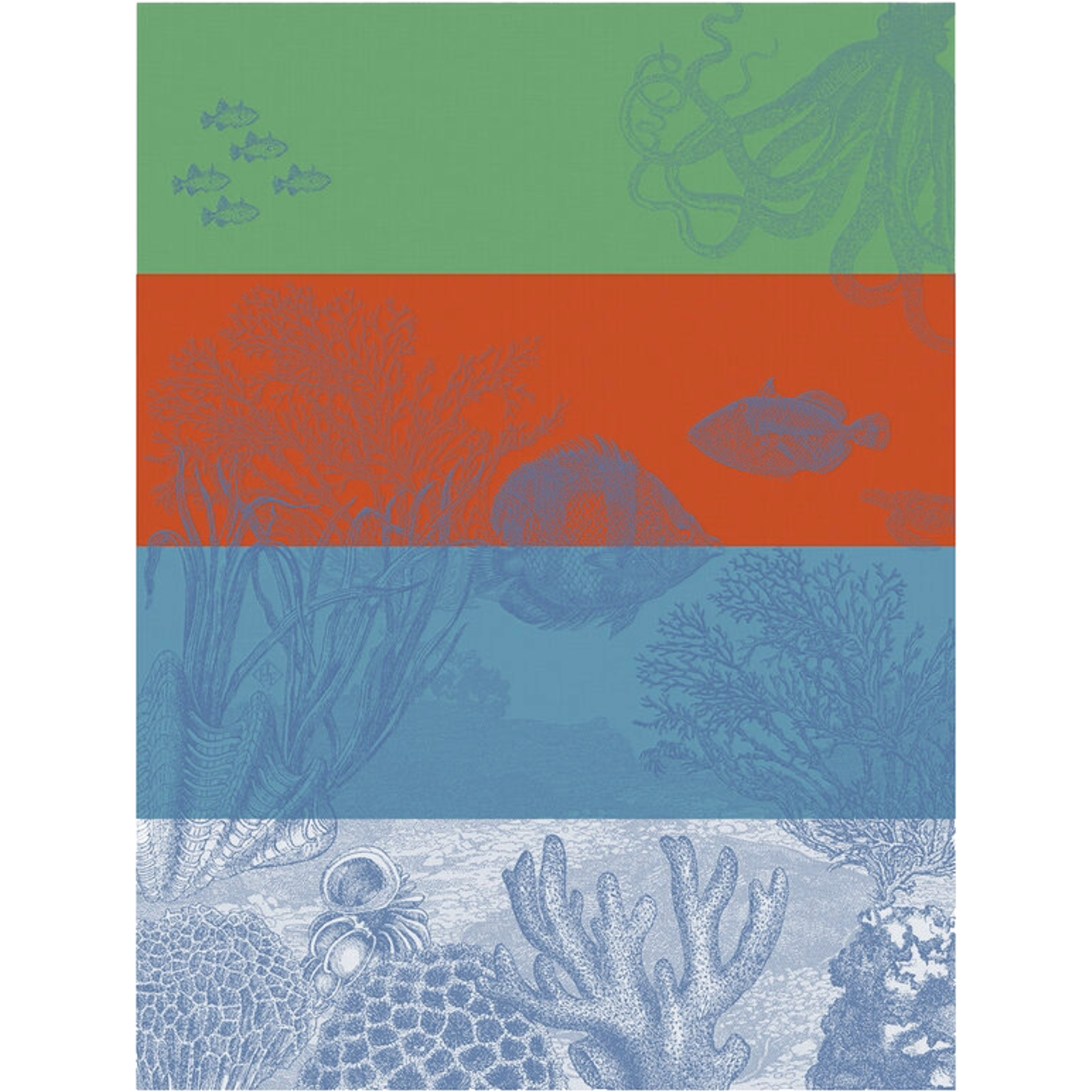 Cotton Tea Towel Sous l'Océan Marin
