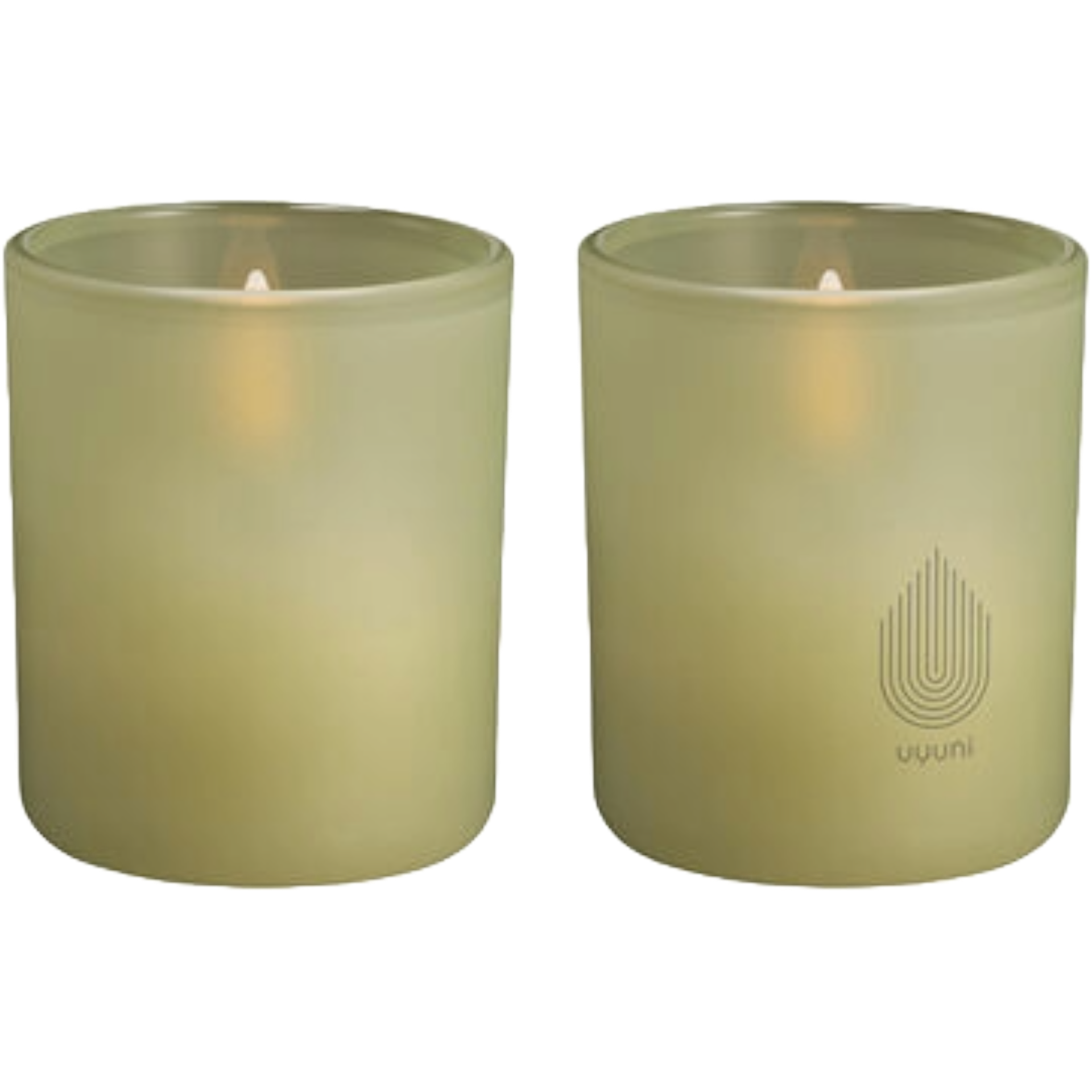 Glass Light Green Leaf Candle H7cm Set of 2