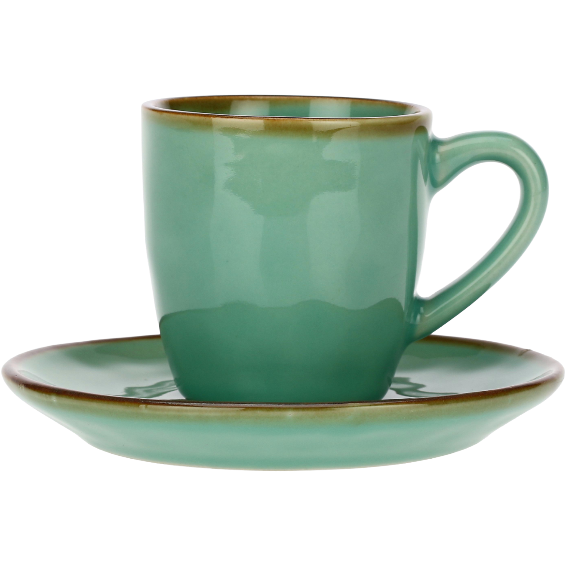 Set of 6 Espresso Cups with Saucers Concerto Verde Acqua