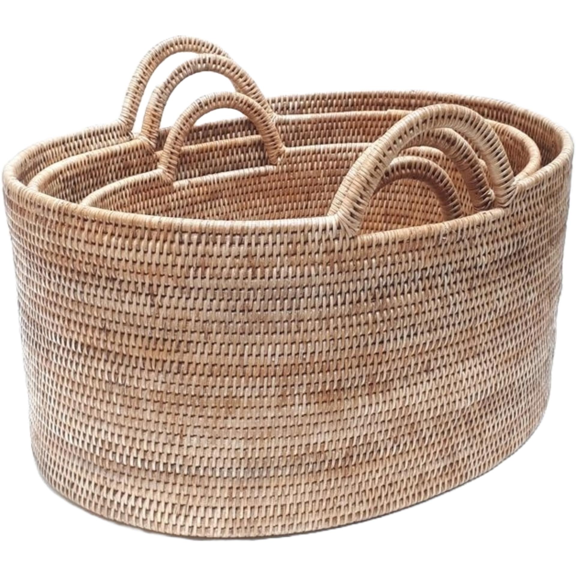 Rattan Oval Baskets Set of 3 