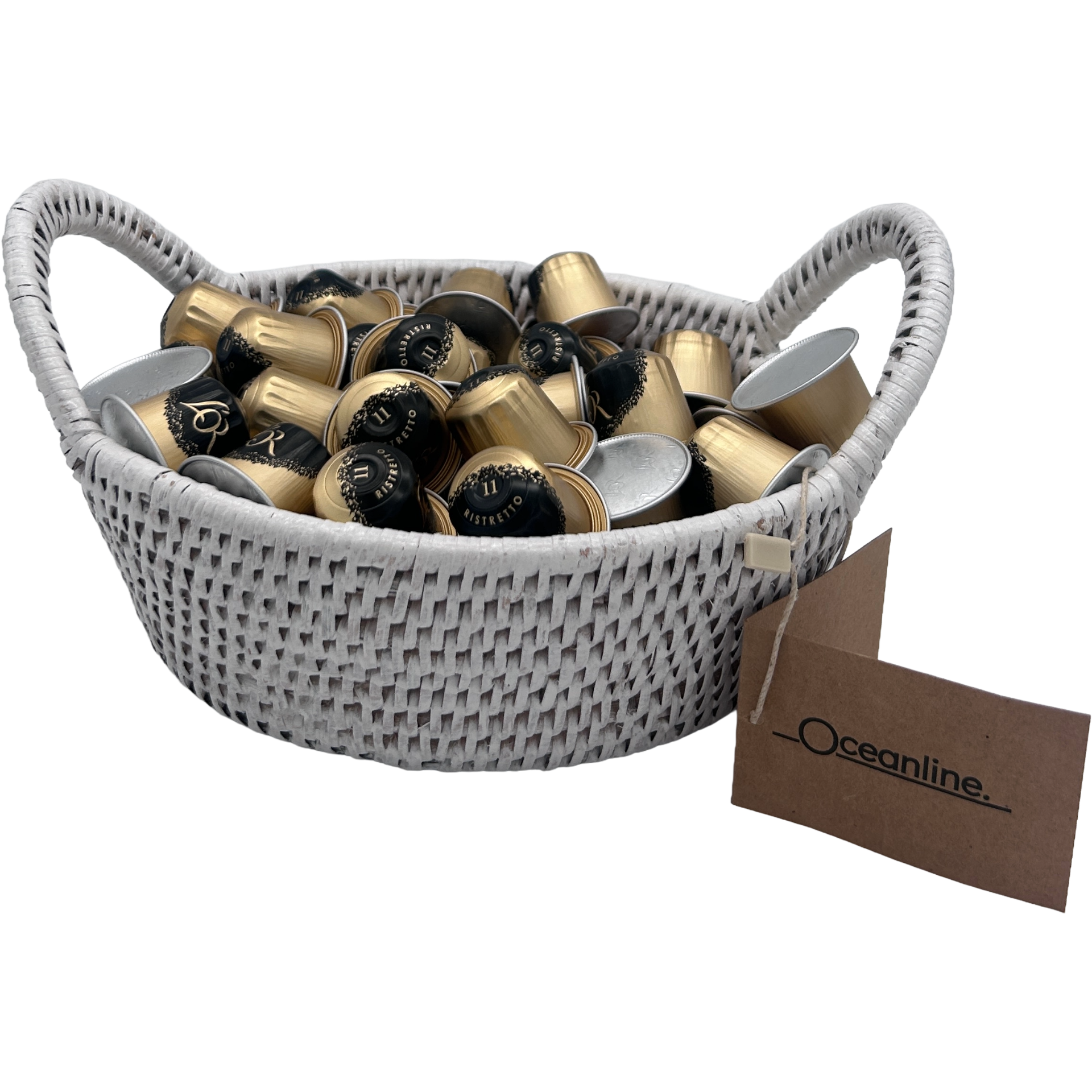 L'Or Coffee Capsules & White Rattan Basket Set