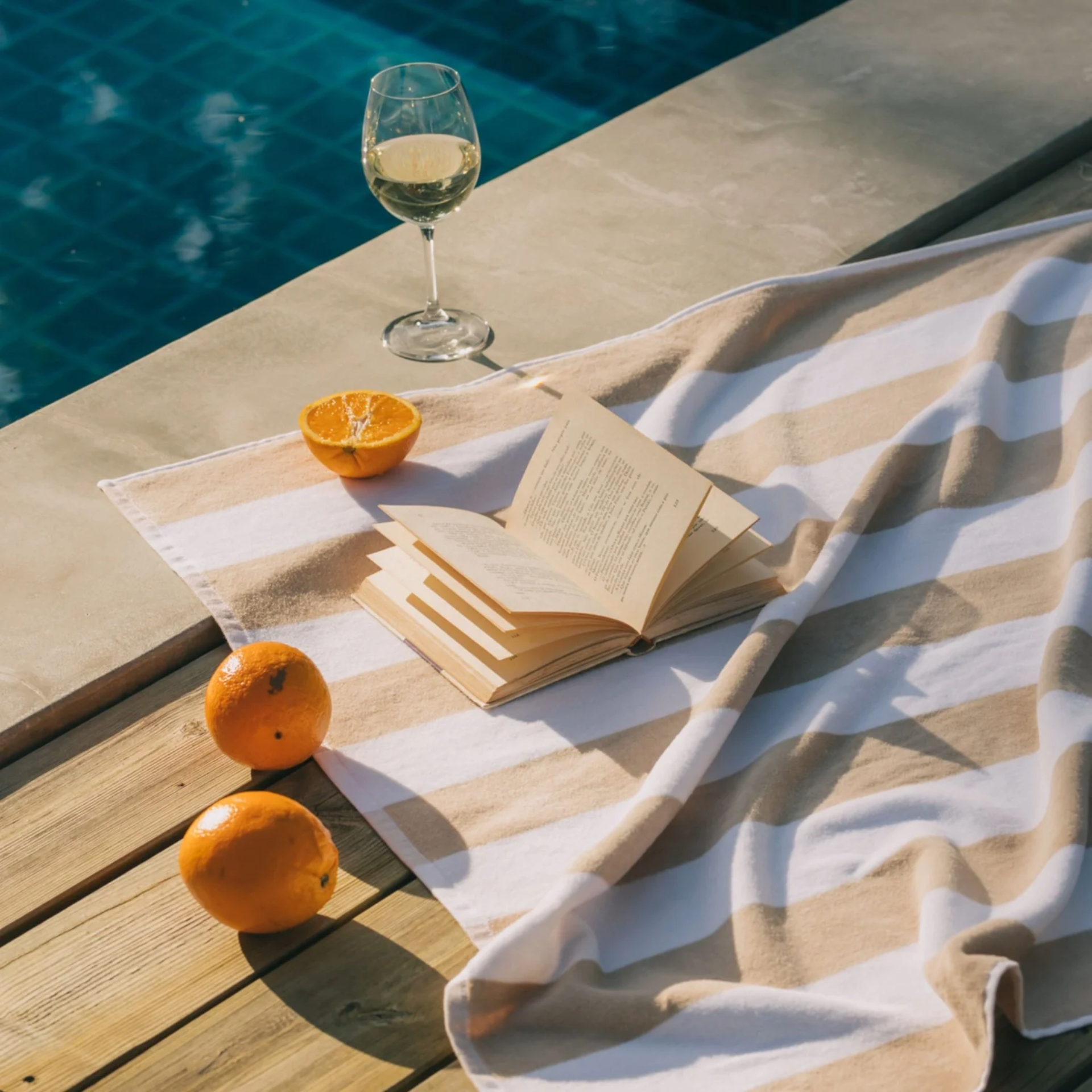 Gibalta Beige Stripes Beach Towel