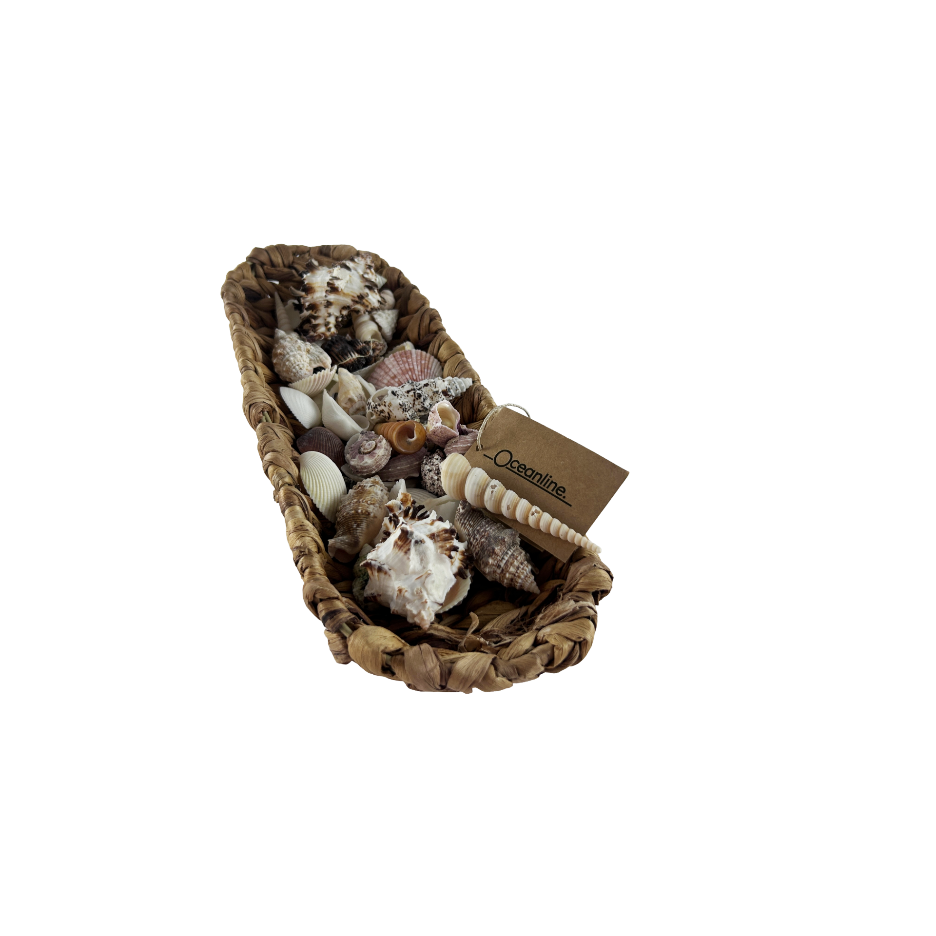 Cesta de mimbre mediana de conchas 