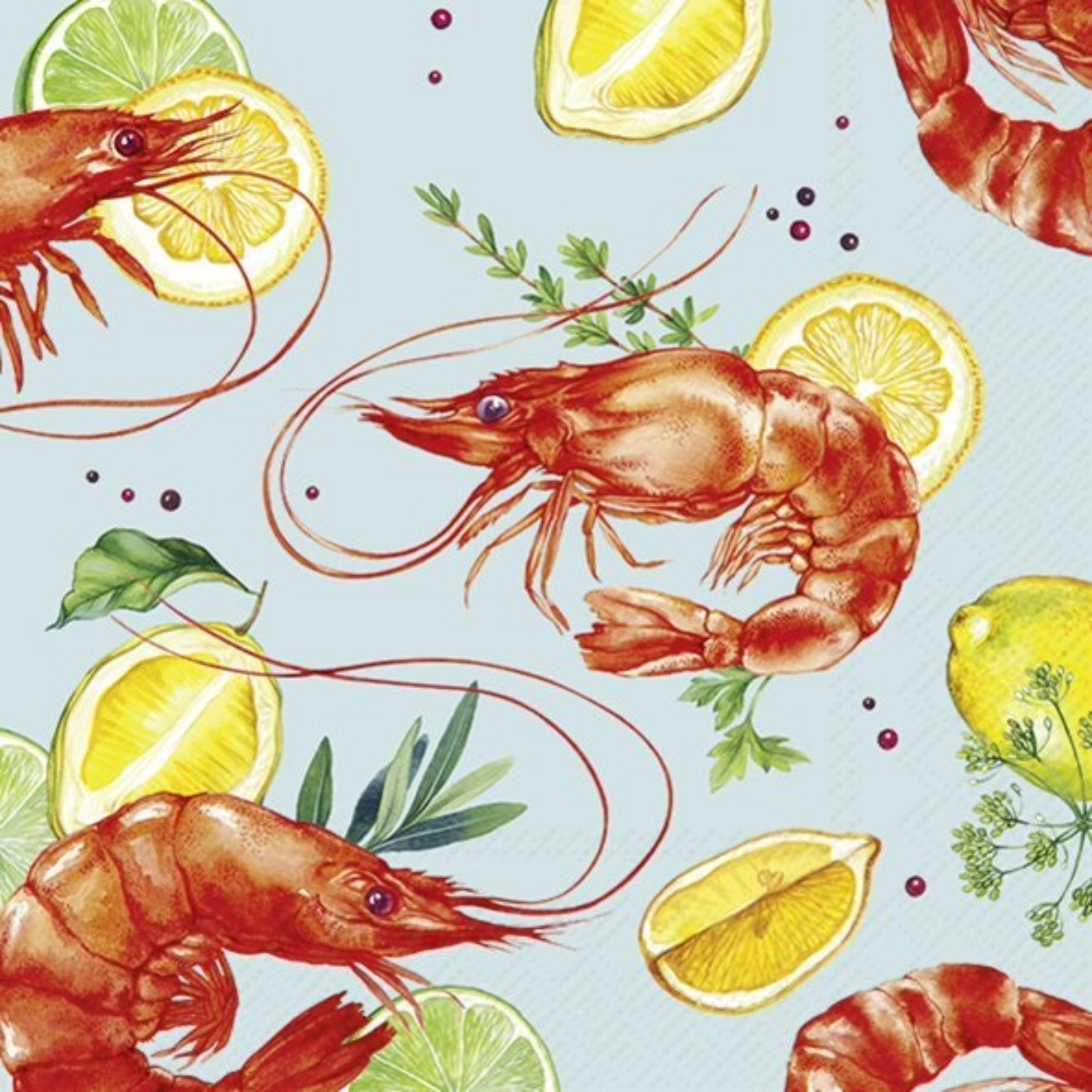 Set of 20 Delicous Shrimps Lunch Serviettes