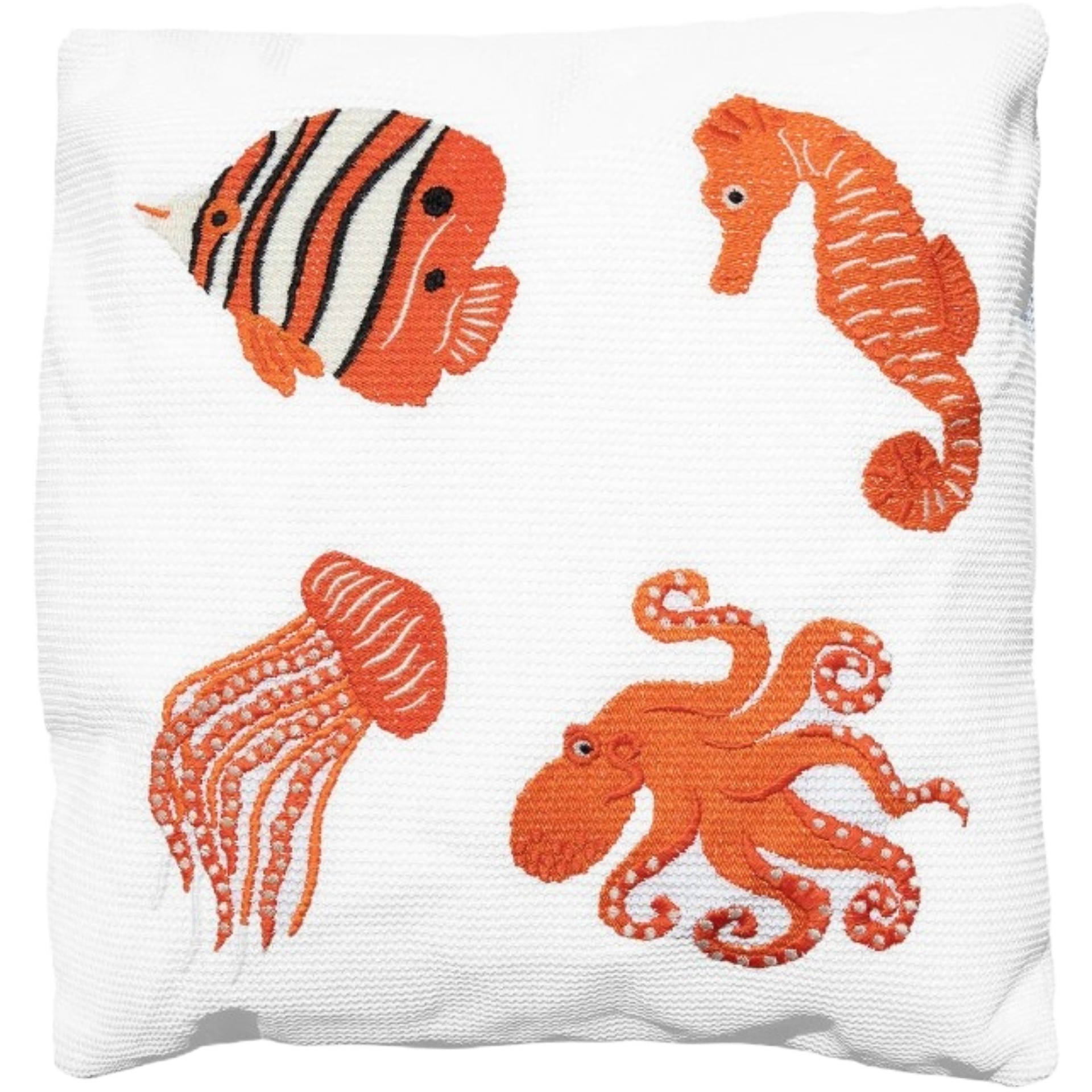 Orange Fish Embroidery Outdoor Cushion