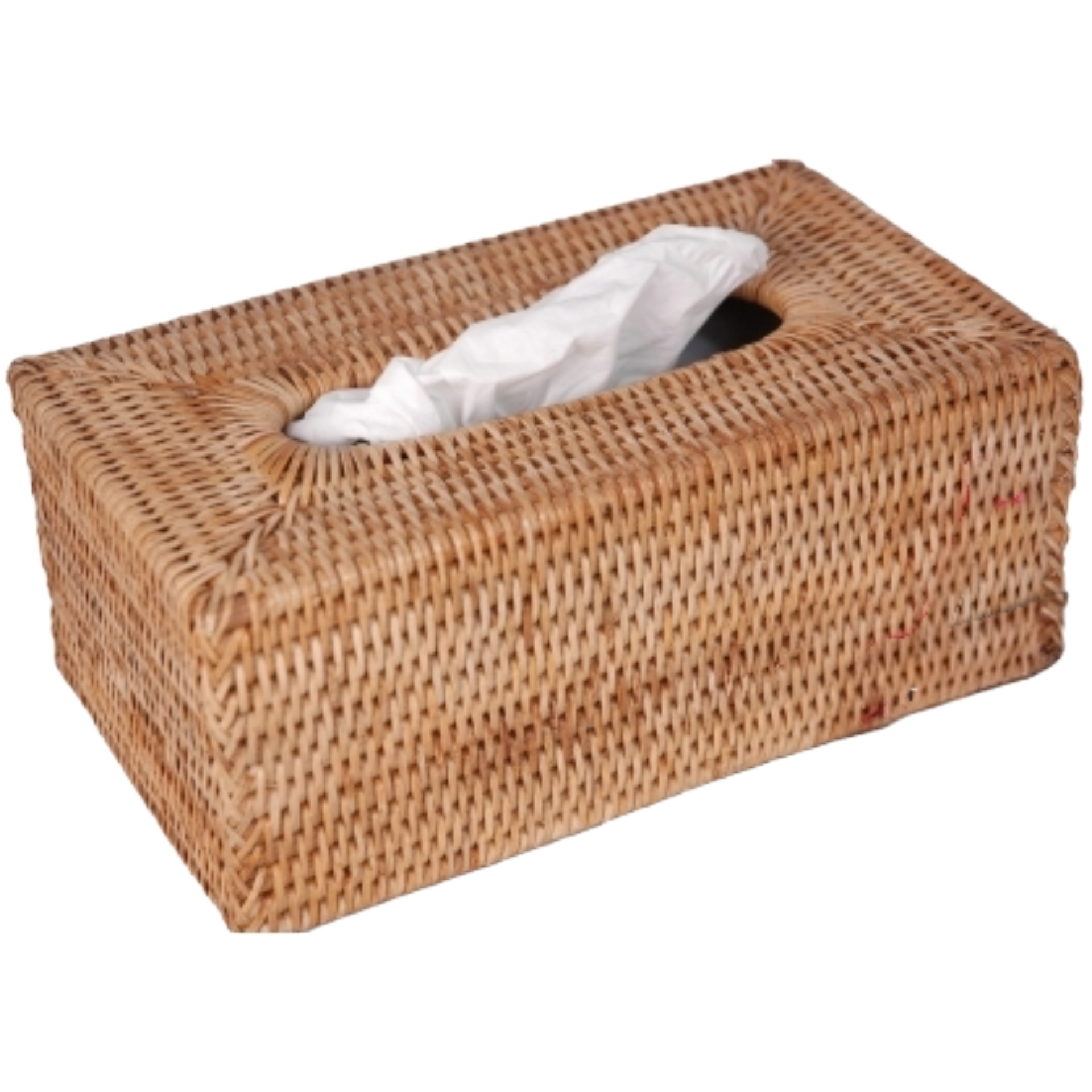 Caja de pañuelos rectangular de ratán