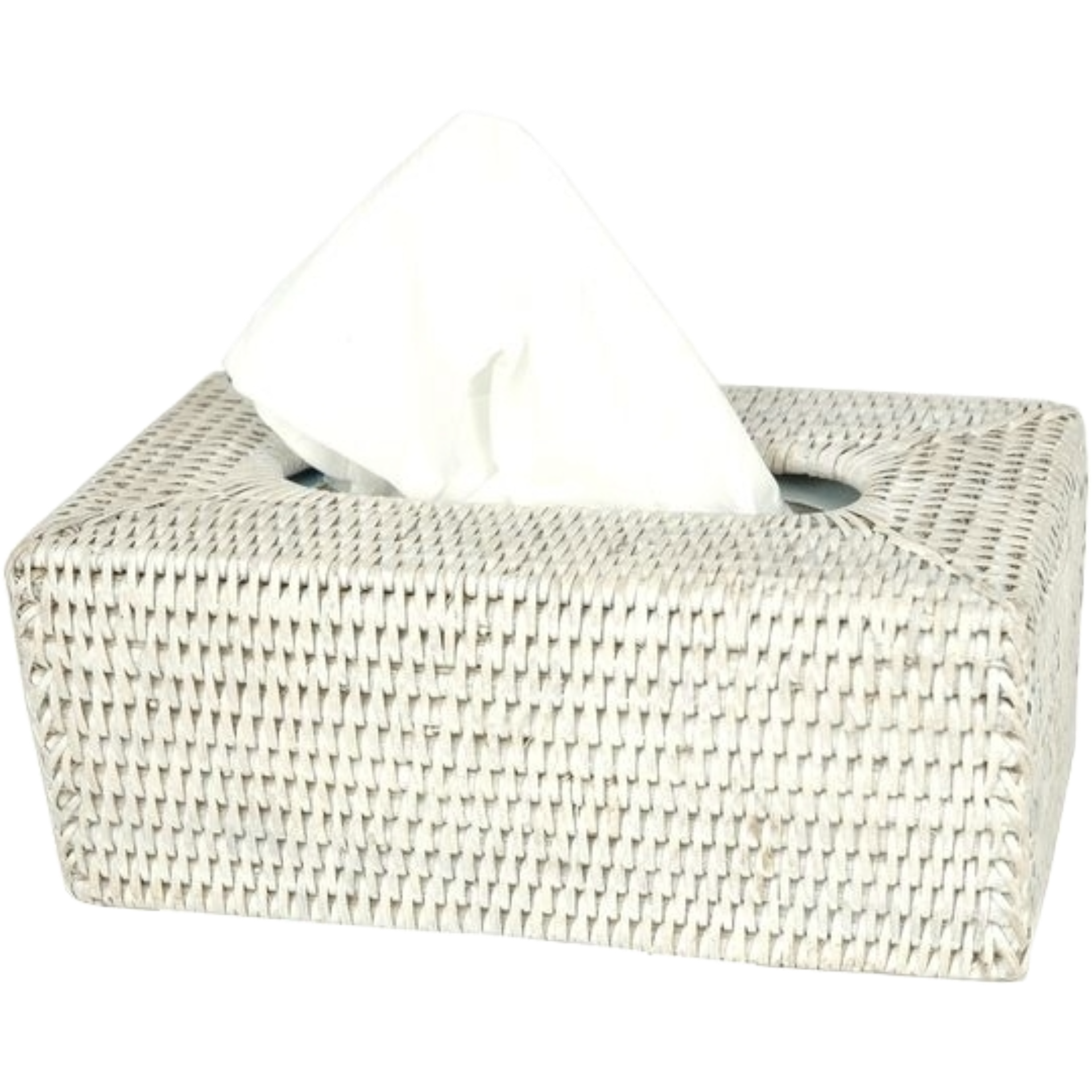 Caja de pañuelos rectangular de ratán