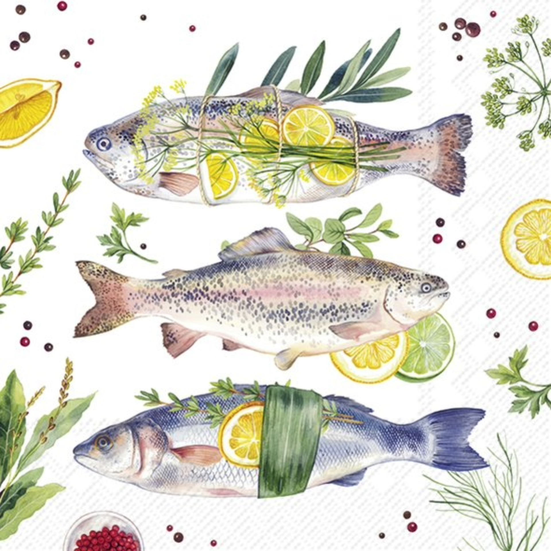 Set of 20 Delicious Fish Lunch Serviettes