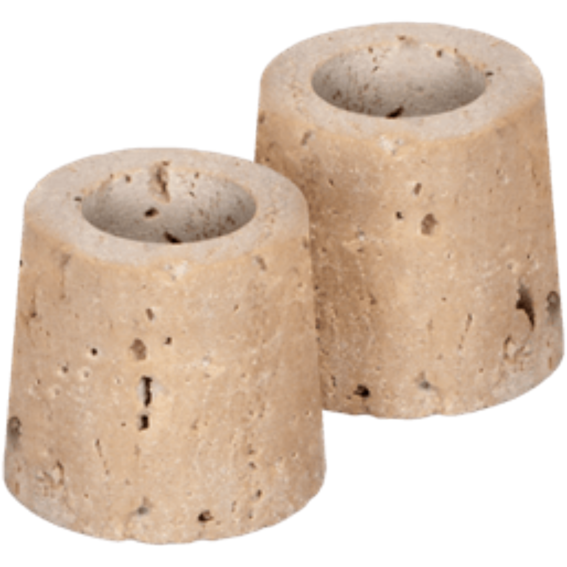 Travertine Taper Small Candleholder Set of 2