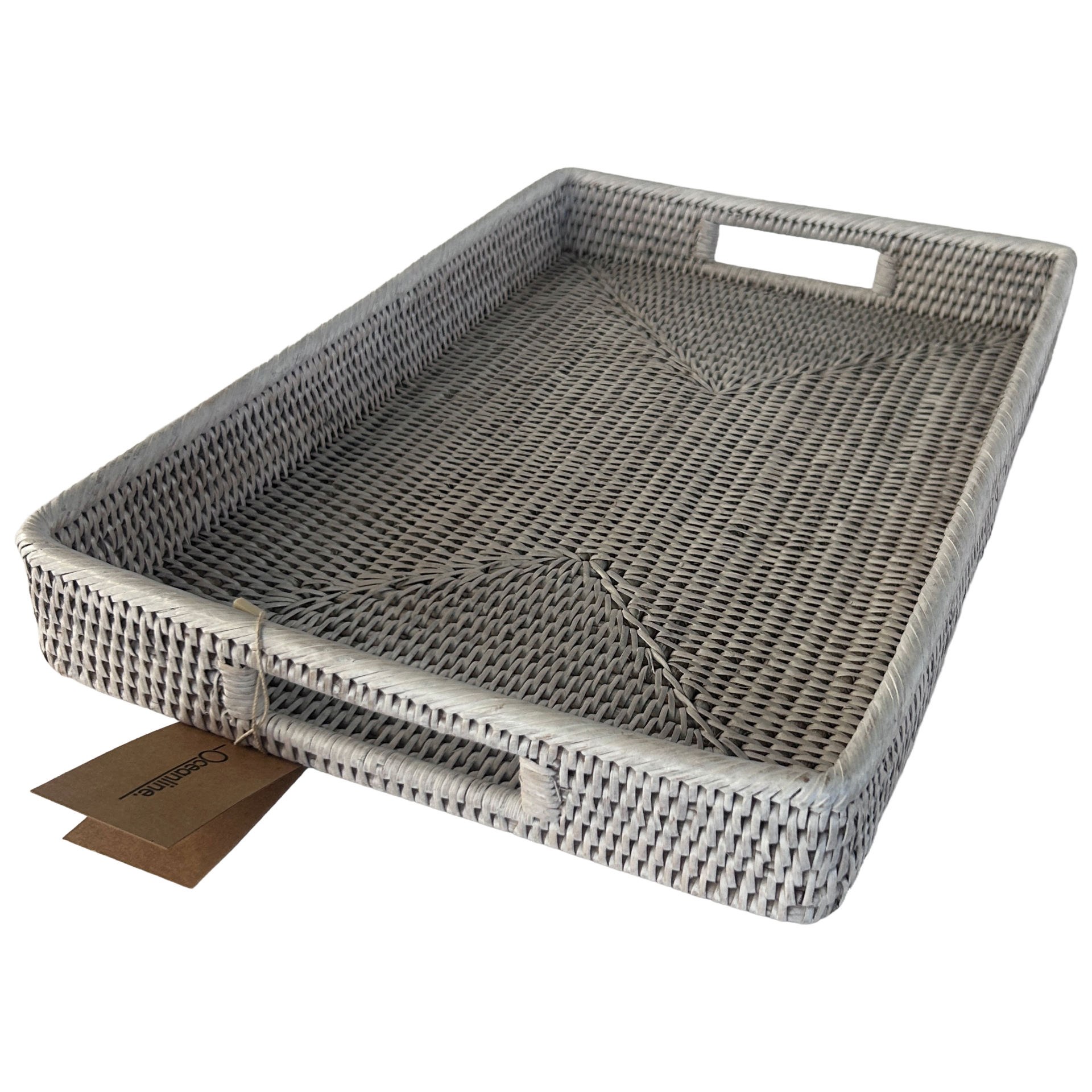 Rattan Large Rectangular Tray with Handles