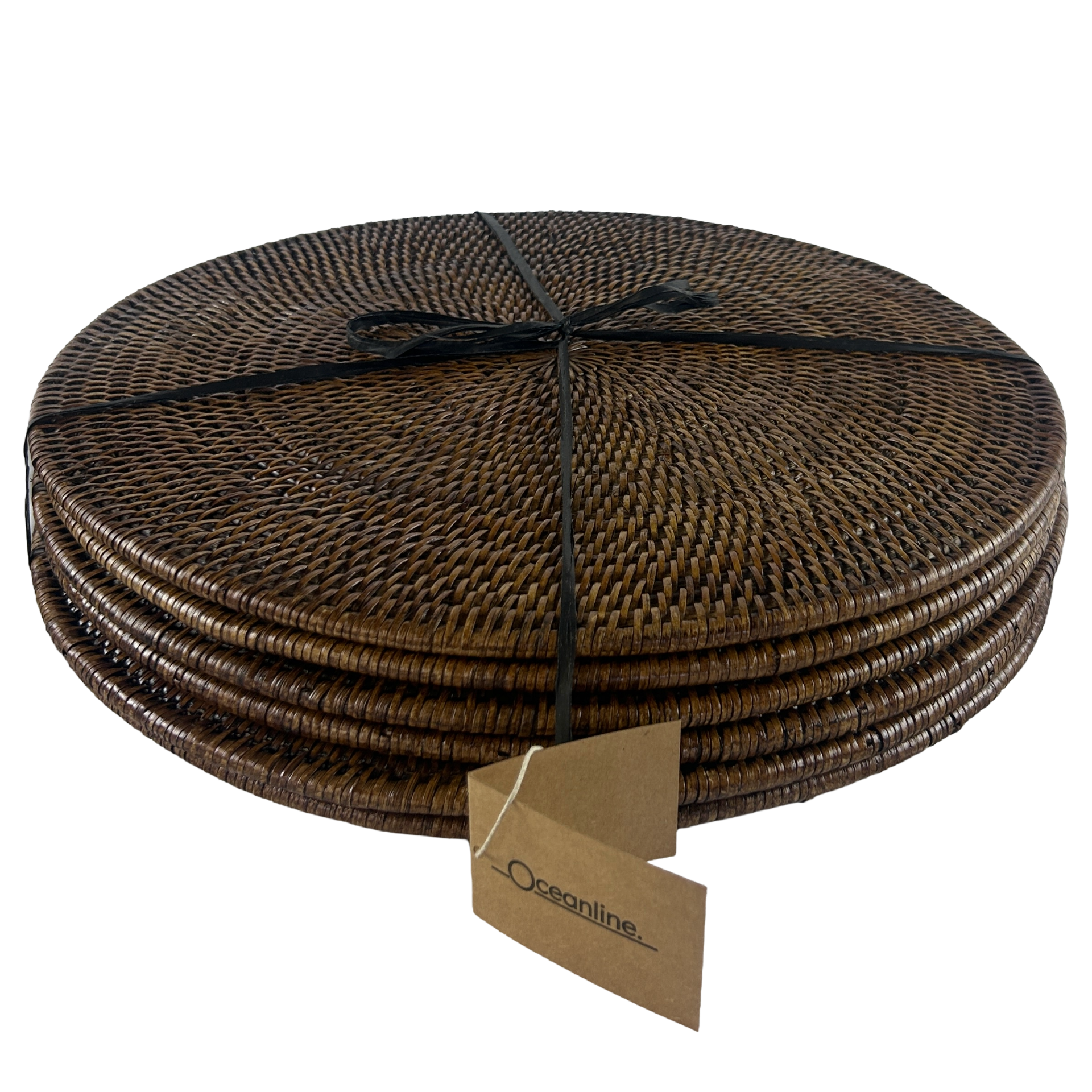 Set of 6 Rattan Large Round Placemat