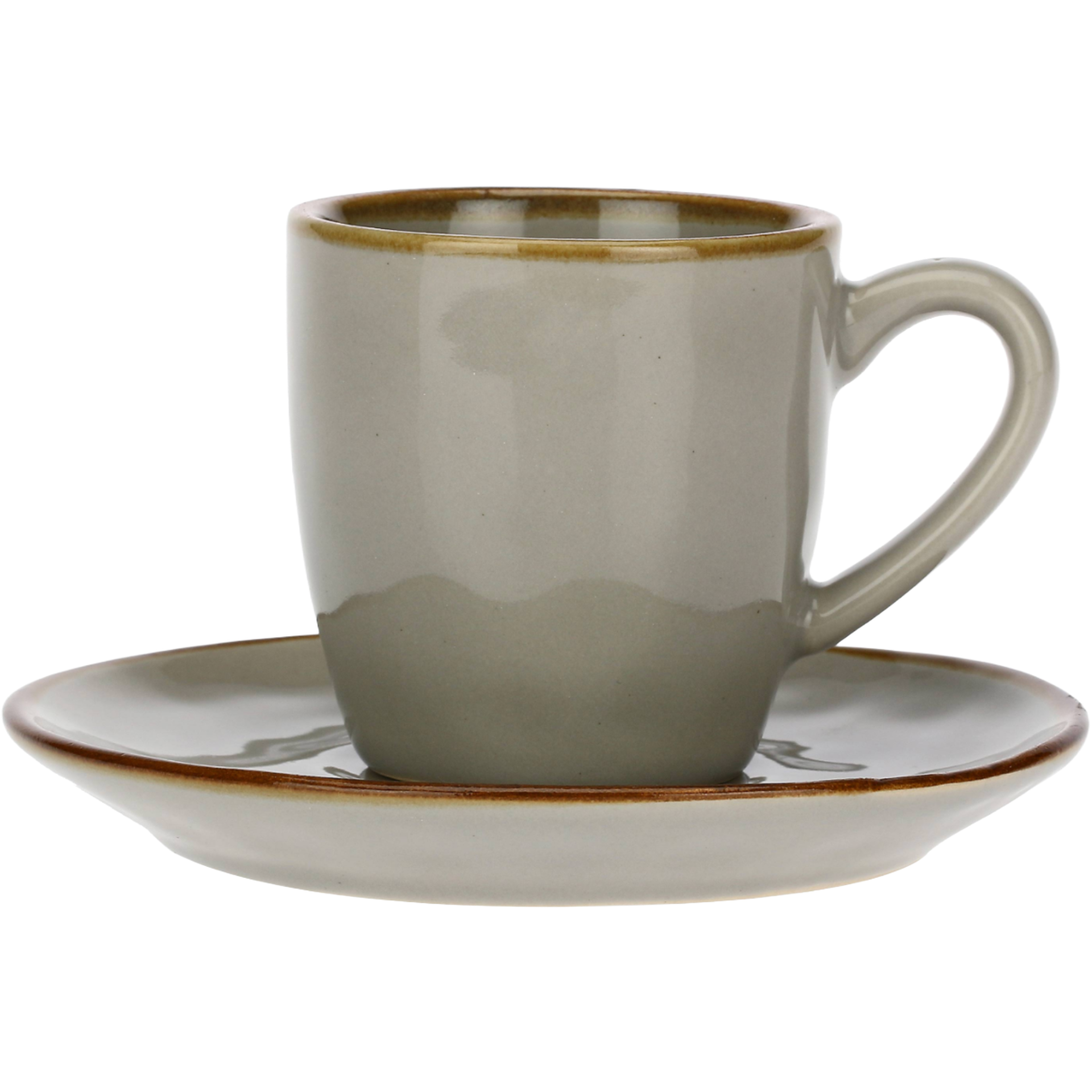 Set of 6 Espresso Cups with Saucers Concerto Pearl Grey