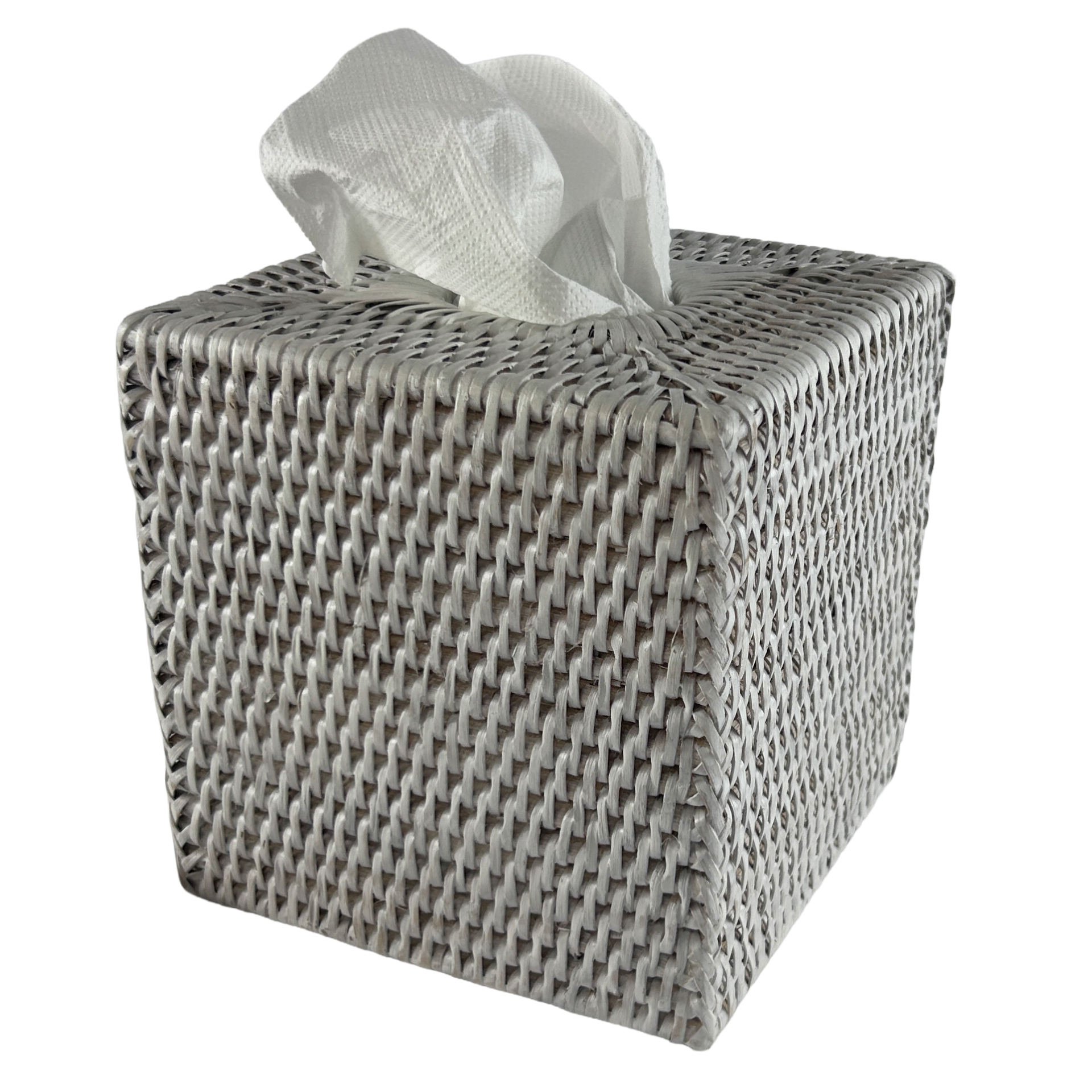 Caja de pañuelos cuadrada de ratán