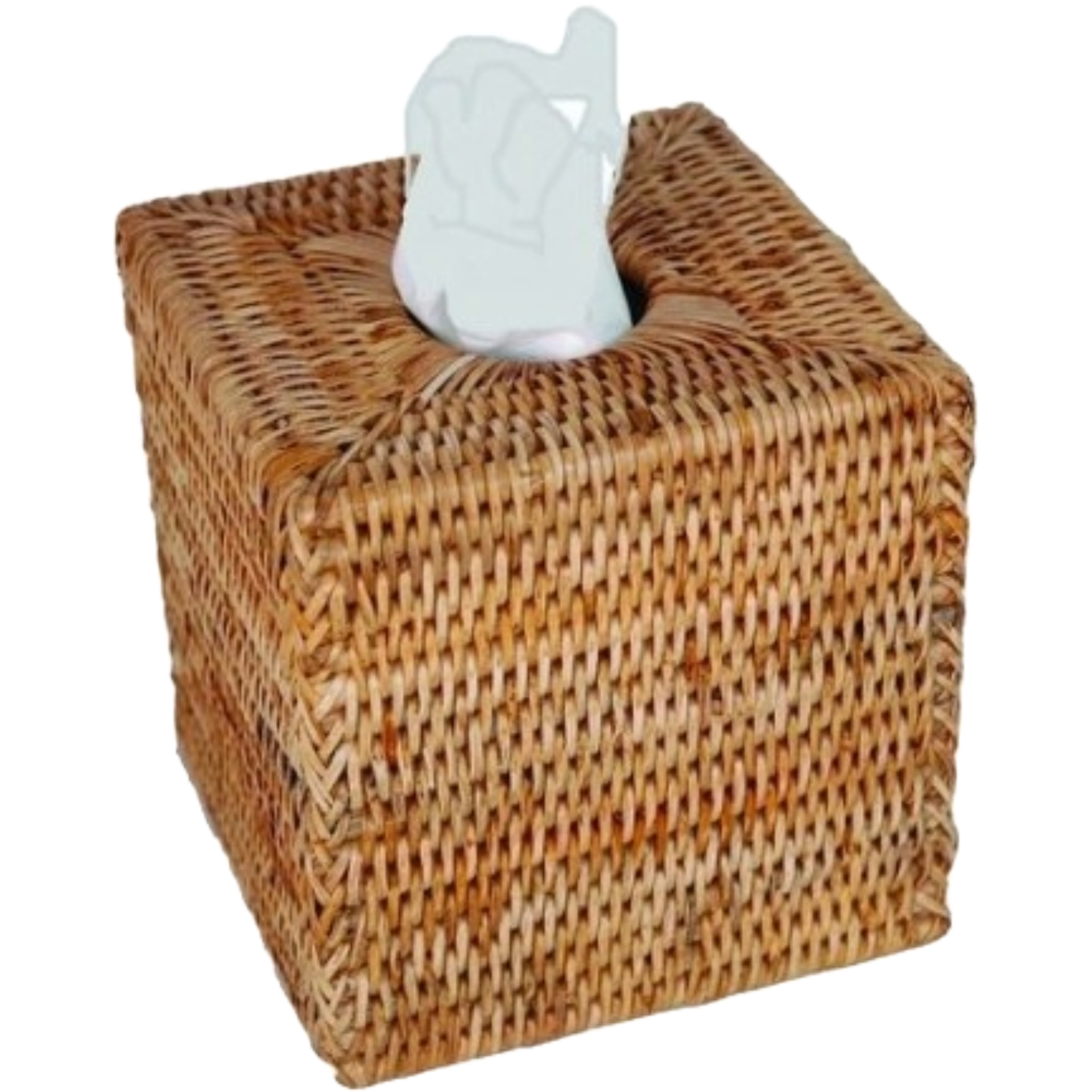 Caja de pañuelos cuadrada de ratán