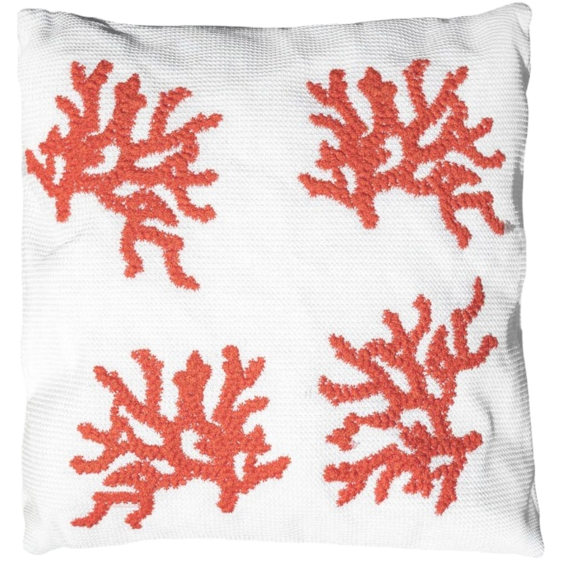 Orange Coral Embroidery Outdoor Cushion
