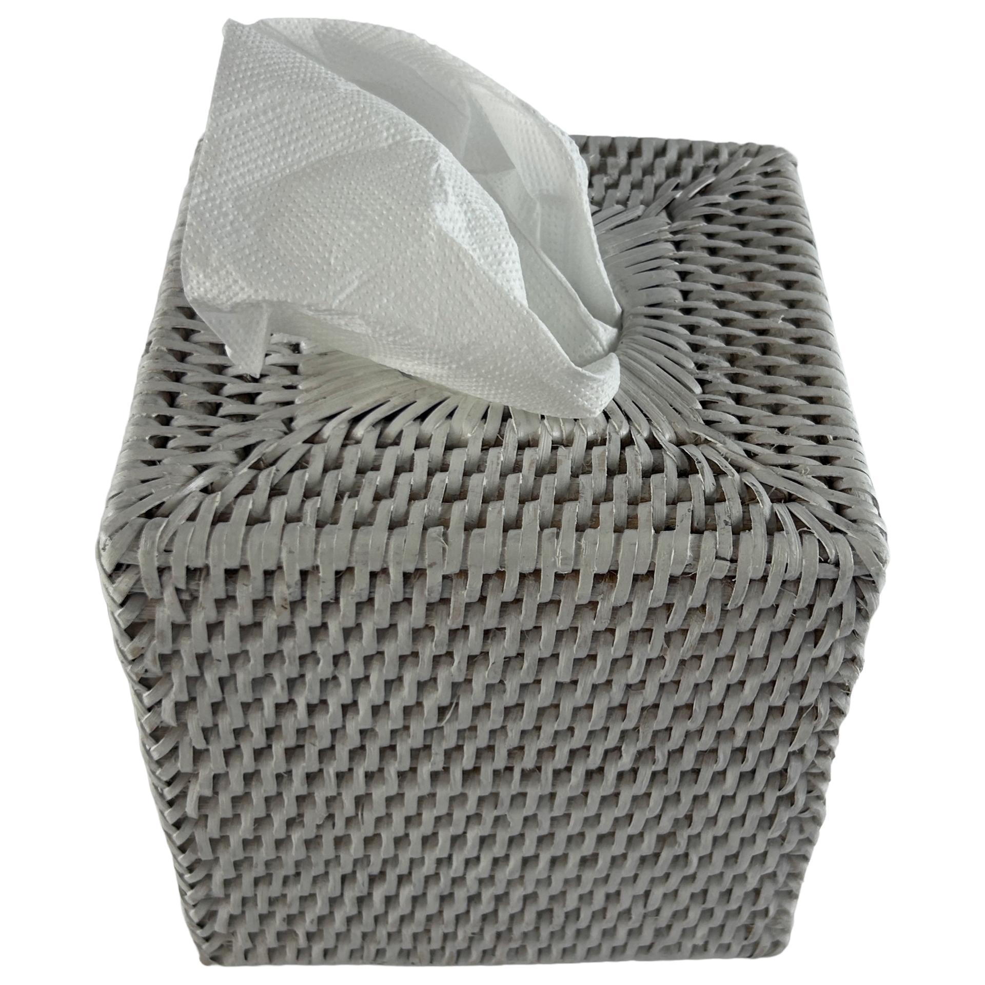 Caja de pañuelos cuadrada de ratán