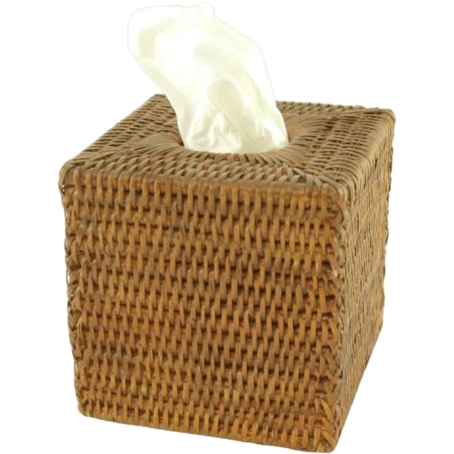 Caja de pañuelos cuadrada de ratán