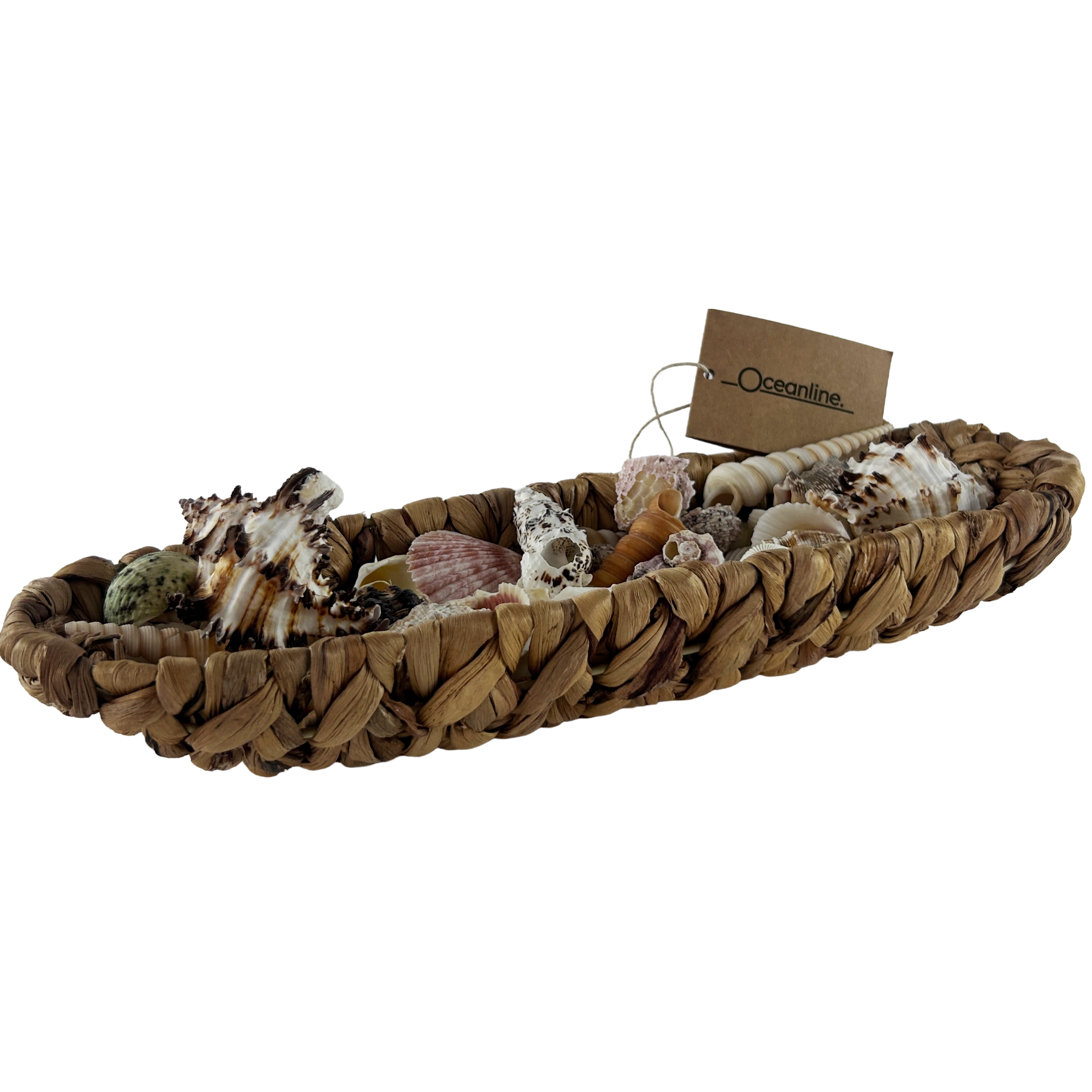 Cesta de mimbre mediana de conchas 